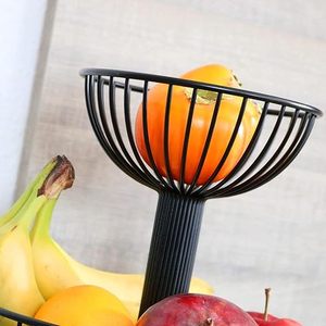 Cesta de Frutas de Alambre de Dos Niveles, Redonda, con Base, Diseño Moderno, Contenedor de Alimentos Resistente para Sala de Estar - Product Image 4