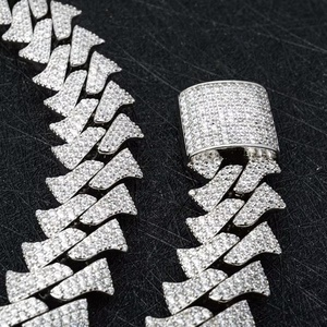 Collier de luxe pour homme en argent 925 avec diamants de laboratoire, chaîne à maillons chevron, style audacieux, bijoux de mode pour homme, nouveau style - Product Image 4