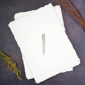 Papier Coton Blanc Naturel Fait Main ALBORZ A4, Bords Frangés, Sans Acide, Feuilles Archivistiques, Pour Aquarelle et Invitations, 200 GSM - Product Image 3