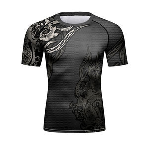 Conjunto de 4 Piezas de Rash Guard Personalizado con Logotipo para Hombre, Camiseta de Compresión MMA BJJ, Leggings y Pantalones Cortos, Traje de Entrenamiento con Gráfico de Dragón - Product Image 5