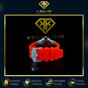 Vente exclusive Nouvelle montre de luxe à mouvement automatique à quartz, résistante à l'eau, VVS, unisexe, bracelet en acier inoxydable, verre saphir, moissanite - Product Image 5