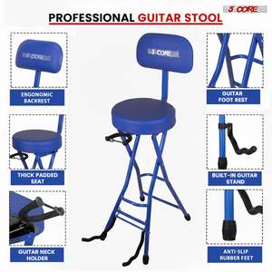 Taburete para Guitarra 5Core, Silla Acolchada de 3.15 Pulgadas con Respaldo, Asiento Musical Plegable con Reposapiés Integrado, Soporte para Guitarra - Product Image 6
