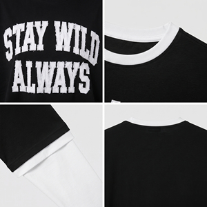 100% Cotton Double Layer T Shirt Ladies Boxy Tee <b>Top</b> Oversized Long Sleeve T-Shirts Women Custom Embroidered Dual Sleeve Tee - Product Image 5