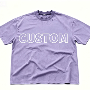 เสื้อยืดทรงบ็อกซี่ผ้าฝ้าย 100% ระบายอากาศได้ดี สกรีนลายแบบดิสเทรส ล้างสีด้วยกรด สำหรับผู้ชาย - Product Image 4