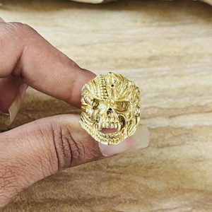 2026 Classic Trendy Skull <b>Rings</b> Gothic Brass <b>Ring</b> <b>Men</b> 18k Gold Plated Chunky Vampire Demon Band Statement <b>Ring</b> Wholesale/OEM/ODM - Product Image 2