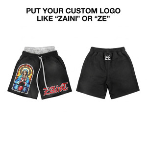 Men Board <b>Shorts</b> 140g Premium Cotton <b>Woven</b> Eco-Friendly Waterproof Quick Dry Front Logo Elastic Waist Streetwear - Product Image 1