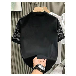 T-shirt à manches courtes pour hommes, imprimé étoile scintillante et strass, col rond, décontracté, graphique brillant, léger, confortable, streetwear - Product Image 2