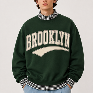 Sudadera con cuello simulado y estampado de letras de Brooklyn personalizada para hombre, ajuste regular, estilo oversize, para adultos y jóvenes, para clubes - Product Image 1