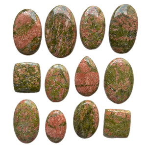 Pierre précieuse Unakite de qualité supérieure, formes variées ! Cabochon d'Unakite Naturel ! Pierre de cabochon en unakite pour la fabrication de bijoux en macramé, cadeau - Product Image 2
