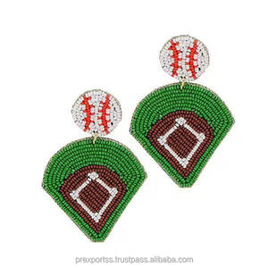 ต่างหูห่วงบาสเก็ตบอลทำมือประดับลูกปัดทรงมรกต ของขวัญเครื่องประดับกีฬาสำหรับผู้หญิงและเด็กผู้หญิง ขายส่งเครื่องประดับแฟชั่น - Product Image 5