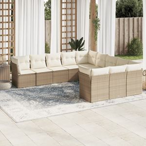 Grand ensemble de canapés de jardin modulaires en rotin PE beige, meubles d'extérieur modulaires confortables - Product Image 1
