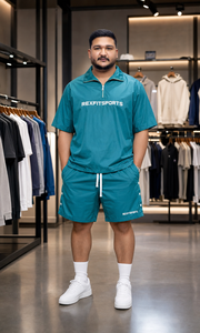 REXFIT SPORTS 2026 Conjunto Deportivo Personalizado para Hombre, Camiseta y Pantalones Cortos de Nailon Color Verde Azulado, Ropa Deportiva para Gimnasio, Fabricante OEM ODM, Traje Deportivo al Por Mayor - Product Image 2