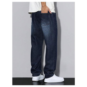 Jeans décontractés pour homme, coupe droite, denim classique vintage avec poches, mélange de coton confortable, streetwear tendance, jeans durables - Product Image 3