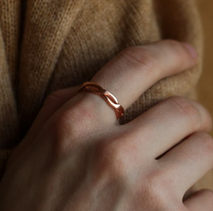 Antique Creation Copper <b>Magnetic</b> <b>Ring</b> Unisex <b>Ring</b> Band Traditional Ayurvedic Healing Jewelry Twisted Intertwined Wave Motif - Product Image 1
