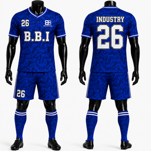 Ensemble d'uniformes de football unisexes personnalisés imprimés, noir, avec motif flamme, maillot et short de football, fabricant OEM, séchage rapide 100% - Product Image 3