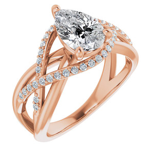 Anillo de Oro Sólido de 10, 14 y 18k Personalizado con Diamantes Cultivados en Laboratorio en Forma de Pera, Anillo de Compromiso Infinito para Mujeres y Niñas - Product Image 3