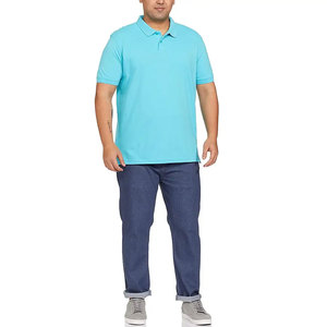 Polo homme en jersey de haute qualité, manches courtes, coupe classique, tissu Oxford en coton, style décontracté, bleu uni, teinture unie - Product Image 1