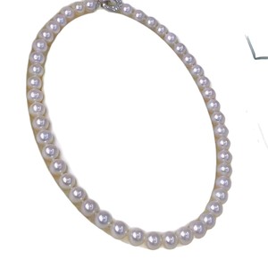 Collier de perles d'eau douce naturelles de 9-10 mm, presque rond, à forte brillance, chaîne de maman, simple et tendance, cadeau pour la fête des mères - Product Image 5