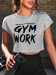 Proveedor de Camisetas Deportivas Cortas para Mujer, Ropa Deportiva Informal para Gimnasio, Entrenamiento, Fitness, Verano - Product Image 5