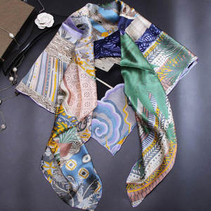 ผ้าพันผมไหมสัมผัสนุ่มหรูหราสำหรับผู้หญิง ผ้าคลุมไหล่ไหมพิมพ์ลายสวยงามสำหรับผู้หญิง ผ้าพันคอไหมทันสมัยสำหรับผู้หญิงสำหรับใช้ในชีวิตประจำวัน - Product Image 5