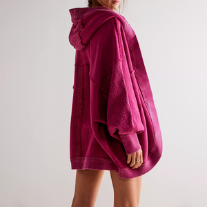 Custom Breathable Plus Size Women's Hooded Cardigan Long Sleeve Knitted Solid Color Asymmetric Design Autumn Cocoon Cardigan - Product Image 2