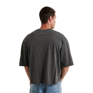 Custom Washed Charcoal Oversized T Shirt Men <b>Vintage</b> Heavyweight 100% Cotton Breathable Drop Shoulder Regular Fit Streetwear <b>Tee</b> - Product Image 2