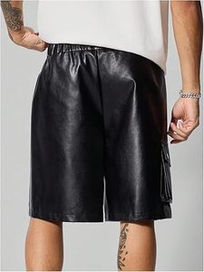 Pantalones Cortos de Cuero Genuino para Hombre, Diseño Elegante sin Mangas con Bolsillos Laterales, Pantalones Cortos Personalizados de Piel de Vaca - Product Image 4