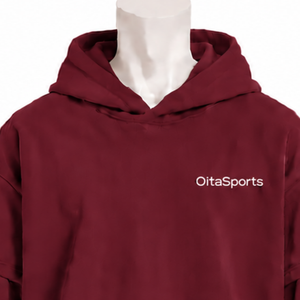 Sweat à capuche double couche bordeaux, coupe oversize, manches superposées, épaules tombantes, épais, style streetwear décontracté - Product Image 3