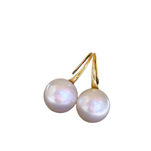 Boucles d'oreilles en argent pur S925 avec perles naturelles, zircon turquoise rond sans défaut de 8,5 à 9 mm, avec boîte cadeau - Product Image 5