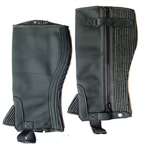 Custom Men English Style Half <b>Chaps</b> Zipper Closure Lightweight Breathable Equestrian Horse <b>Riding</b> Wear Factory - Product Image 4
