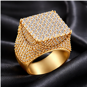 SHRAMAN DIAMOND Trendy Original Design Men's Iced 925 Solid Silver Pave Rhodium Plated Large Square Moissanite Hip Hop Fine Ring - Product Image 4