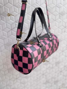 Unique Arrival Hand Tooled <b>Leather</b> Luggage <b>Bags</b> Checkers Pattern Handmade <b>Bag</b> Unisex Travel <b>Bag</b> Multi Uses Small Size Duffel <b>Bag</b> - Product Image 2