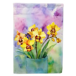 Bandera de jardín de acuarela de orquídeas multicolor, Bandera de buzón decorativa y ilustraciones de Patio para patio, camas de flores, Bandera de patio - Product Image 1