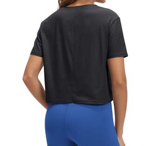 T-shirt court oversize pour femme, logo personnalisé, coton, coupe ample, manches courtes, décontracté, vêtements de sport, tee-shirt basique d'été - Product Image 4