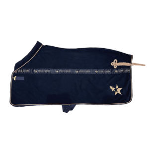 Manta para Caballo Azul Marino con Ribete Dorado, Marca Star Chem, Suave, Cómoda, Impermeable, para Doma, Uso en Todas las Estaciones, Elegante Ropa para Establos - Product Image 1