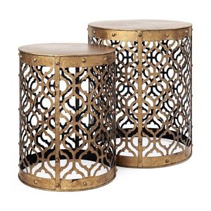Table d'appoint industrielle en métal finition dorée, mobilier moderne, table d'appoint décorative pour canapé et chambre à coucher - Product Image 4