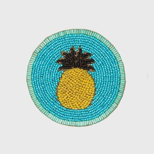 Round <b>Beaded</b> Pineapple <b>Coaster</b> NOUSHAD HANDICRAFTS Handmade Modern Style Durable Waterproof Resin Promotional Gift - Product Image 1