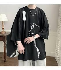 T-shirt graphique surdimensionné personnalisé pour homme |   T-shirt en coton lourd 250-300 GSM |   Impression d'art minimaliste avec profil de chat - Product Image 3