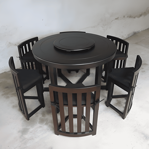 Juego de Comedor Moderno con Mesa Redonda de Madera Maciza y Tablero Giratorio y 4 Sillas para Comedor - Product Image 2