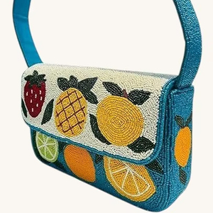 กระเป๋าถือลูกปัดแก้วขายดี พร้อมฝาปิดแม่เหล็ก งานปักลูกปัด เหมาะสำหรับฤดูร้อน ชายหาด ออฟฟิศ และการเดินทาง ของขวัญสำหรับสาวๆ ผู้หญิง - Product Image 1