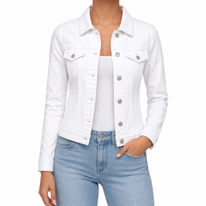 Chaqueta de mezclilla sostenible personalizada 2026 para mujer, estilo casual, de lana, para otoño, moda urbana, abrigo con botones, venta al por mayor, OEM - Product Image 2