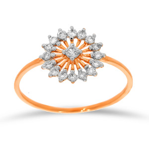 แหวนดอกไม้ประดับเพชรทองคำขาว 14K ประกายระยิบระยับสำหรับผู้หญิง - Product Image 1