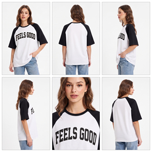 Casual Short Sleeve Raglan Oversize T-Shirt <b>Women's</b> Crew Neck Loose Fit Plus Size Cotton Jersey Tee <b>Top</b> with Logo - Product Image 6