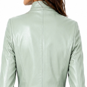 Chaqueta de cuero para mujer, estilo moderno, ajustado, informal, cómodo para el día a día, estilo clásico con cuello alto y cremallera completa en la parte delantera. - Product Image 5