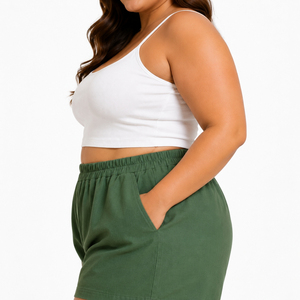 Shorts Casuales de Talla Grande para Mujer, Color Sólido Personalizado, Cómodos para el Verano, Corte Holgado, Estilo Moderno para el Día a Día - Product Image 3