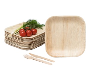 Sustainable Bamboo Leaf Plates <b>Disposable</b> Compostable Dinnerware Sturdy Elegant Wood Alternative For Wedding Banquet Services - Product Image 3
