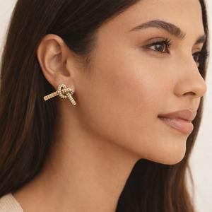 Nuevos Pendientes Modernos de Oro Sólido de 14K con Diamantes Cultivados en Laboratorio, Diseño de Nudo con Pavé, Joyería de Moda de Diseñador, Regalo para Ella - Product Image 6