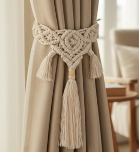 Macrame Curtain <b>Tiebacks</b> | Handmade Cotton Boho Window Holdbacks - Product Image 2