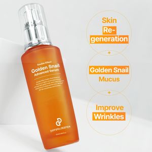 DIFFER&DEEPER Sérum Coréen Double Action à la Bave d'Escargot Doré 50ml pour Réparation Avancée du Visage, Soin Raffermissant Anti-rides, Liquide à base de Panthénol pour la Peau - Product Image 1