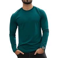 T-shirt à manches longues en coton 100% tricoté uni, imprimé avec logo personnalisé pour homme, respirant, vêtements décontractés, fournisseur OEM